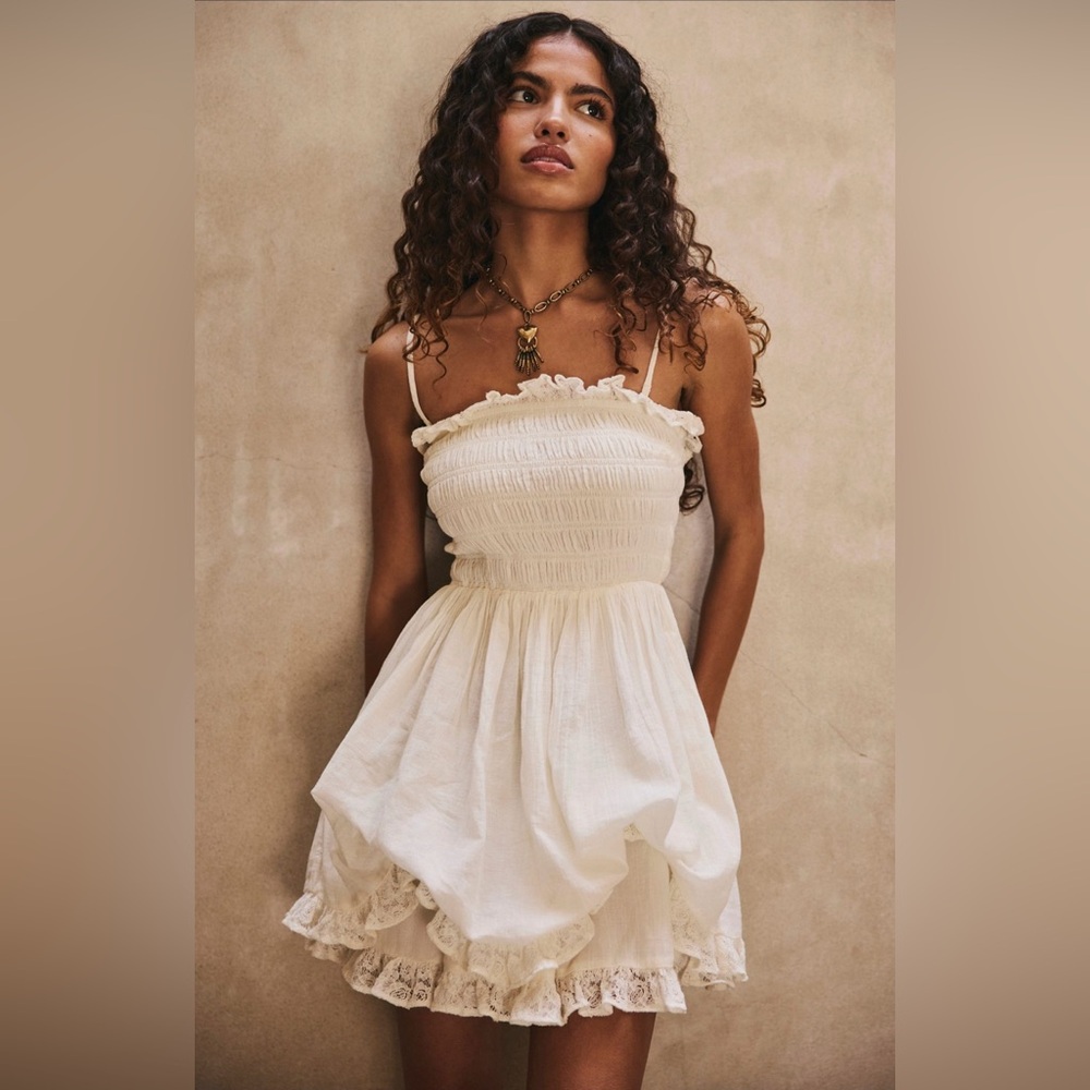 NWOT Free people Josephine bustle mini dress, ivory size small